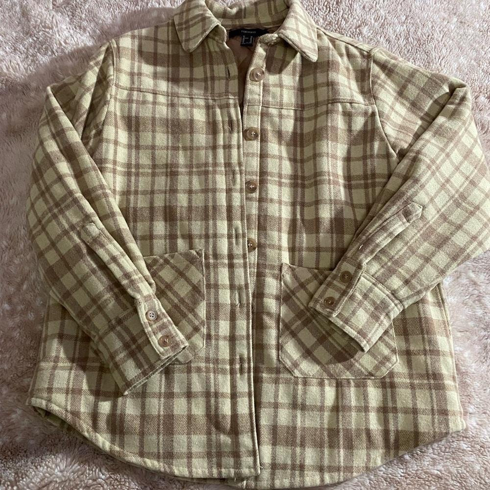 Forever 21, Button up Jacket, Size XS Worn 3 times Cream and Light brown color - Picture 2 of 5
